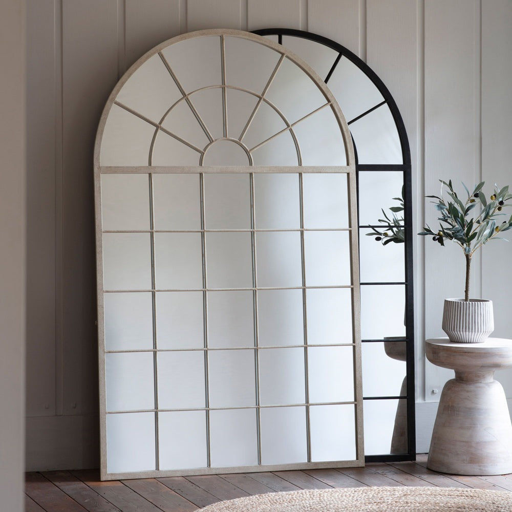 Product photograph of Gallery Interiors Window Pain Mirror Hemsworth Leaner Mirror In White from Olivia's.