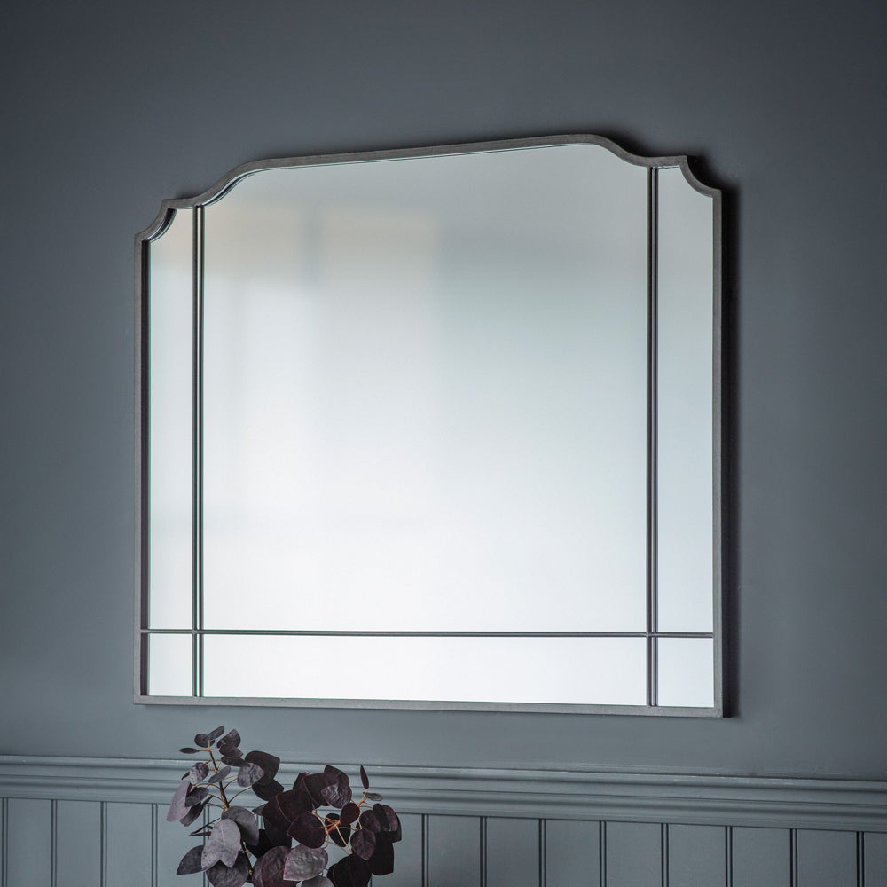 Product photograph of Gallery Interiors Wardour Overmantel Wall Mirror In Charcoal from Olivia's.