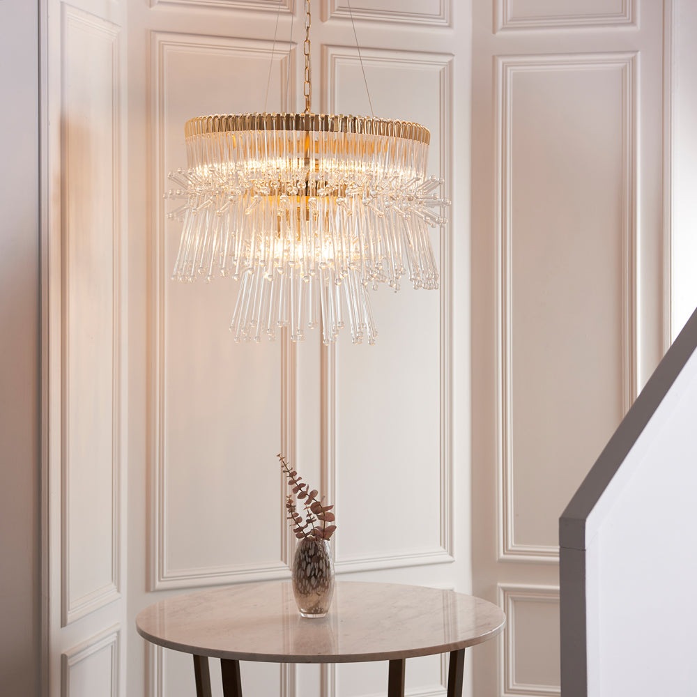 Product photograph of Olivia S Lily 9 Pendant Light In Gold from Olivia's.