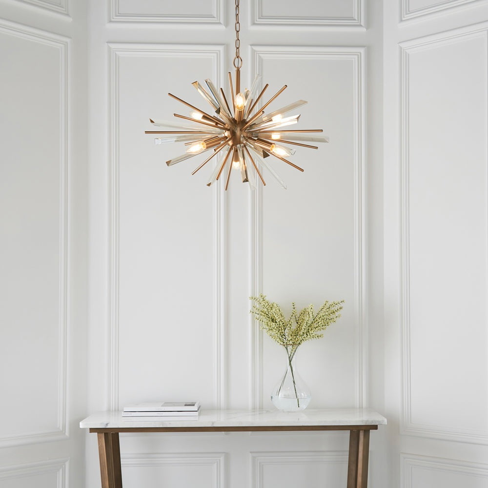 Product photograph of Olivia S Cassidy 6 Pendant Light Small In Gold from Olivia's.