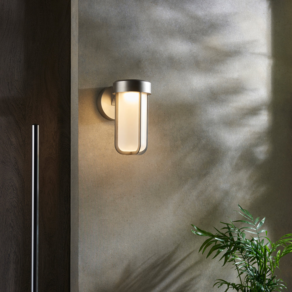 Product photograph of Olivia S Ava Outdoor Wall Light In Pewter With Frosted Glass from Olivia's