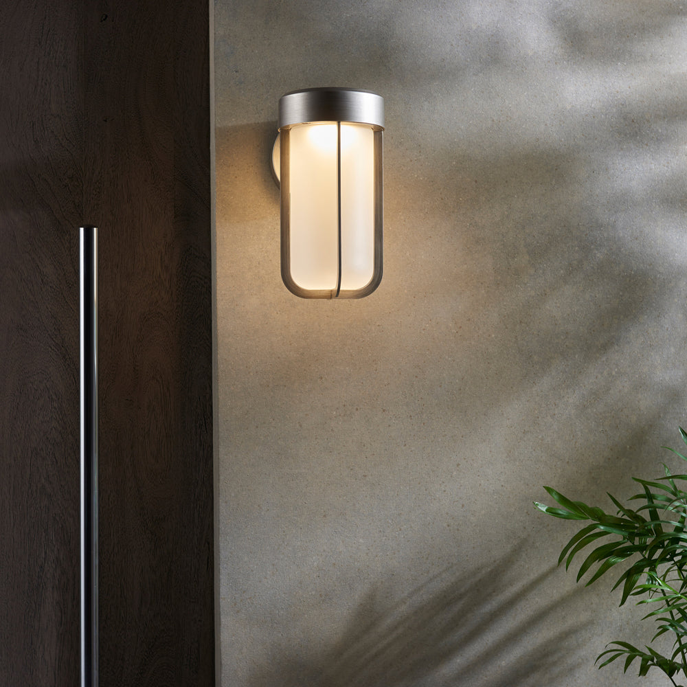 Product photograph of Olivia S Ava Outdoor Wall Light In Pewter With Frosted Glass from Olivia's.