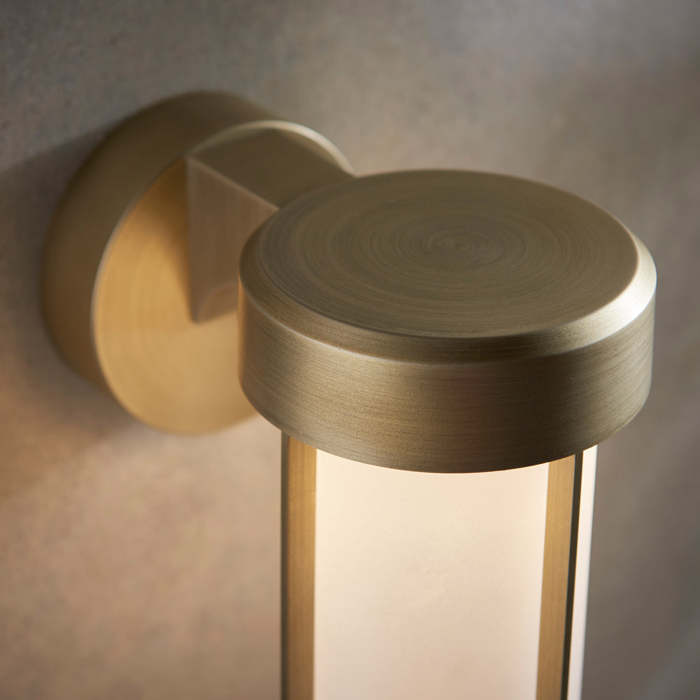 Product photograph of Olivia S Ava Outdoor Wall Light In Brass With Frosted Glass from Olivia's.