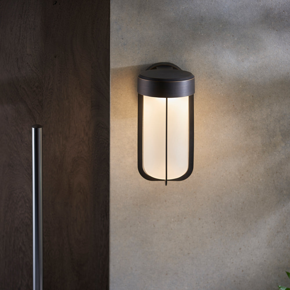 Product photograph of Olivia S Ava Outdoor Wall Light In Bronze With Frosted Glass from Olivia's.