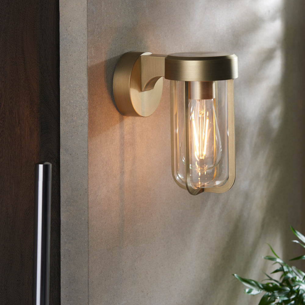 Product photograph of Olivia S Ava Outdoor Wall Light In Brass from Olivia's