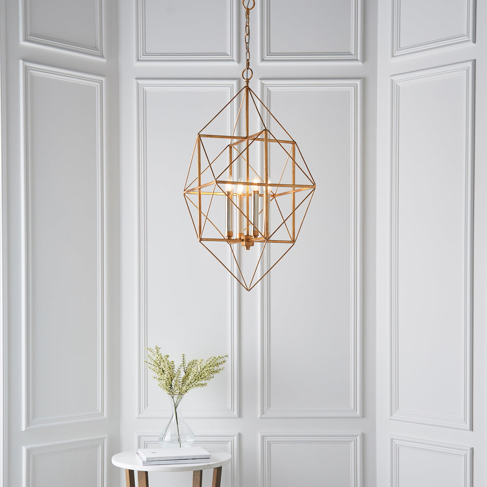 Product photograph of Olivia S Tiffany 4 Large Pendant Light In Gold from Olivia's