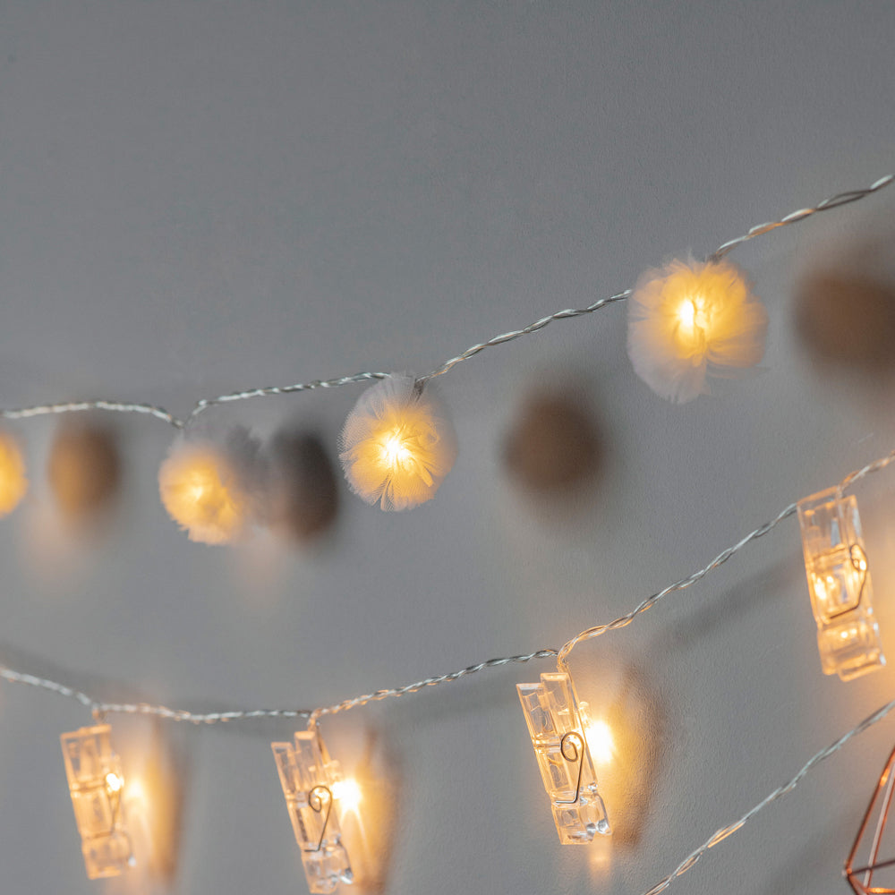Product photograph of Gallery Interiors Jimena 10 Led String With White Pompoms from Olivia's
