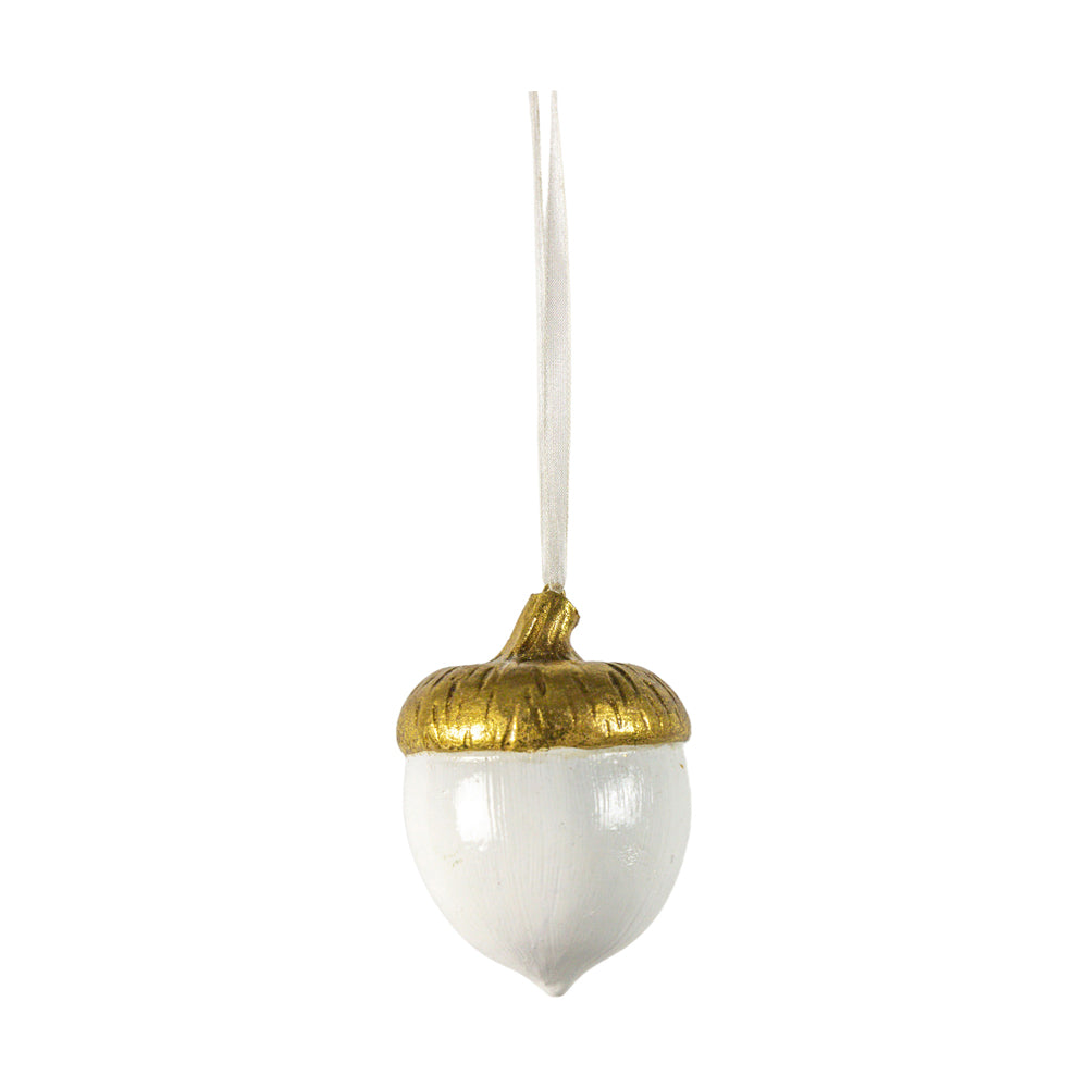 Product photograph of Gallery Interiors Set Of 3 Acorn Bauble White Gold from Olivia's