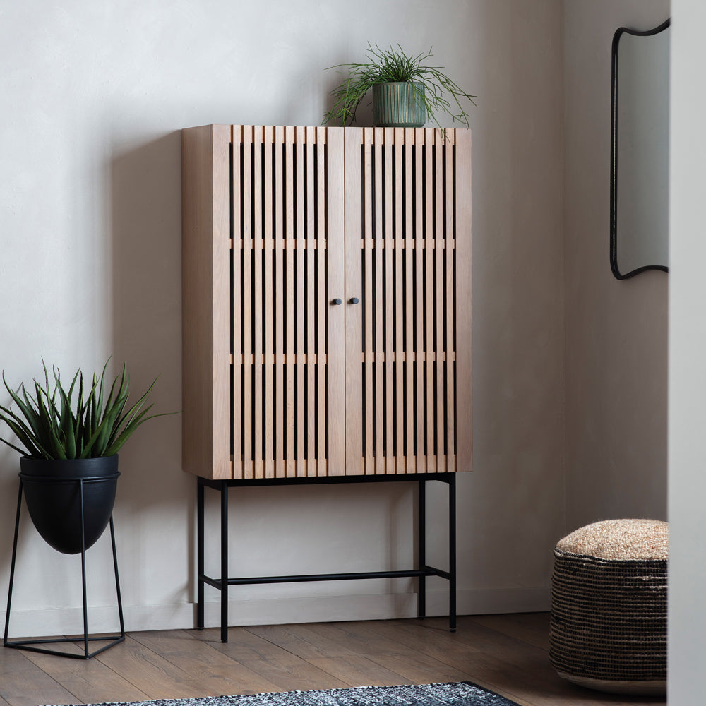 Product photograph of Gallery Interiors Okayama 2 Door Cocktail Cabinet In Natural from Olivia's