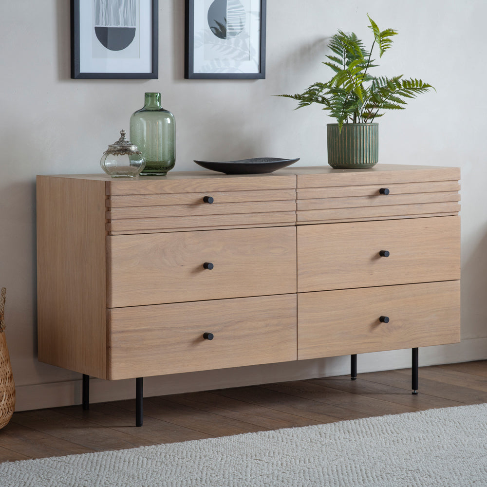 Gallery Direct Okayama 6 Drawer Chest 1310x450x720mm Natural