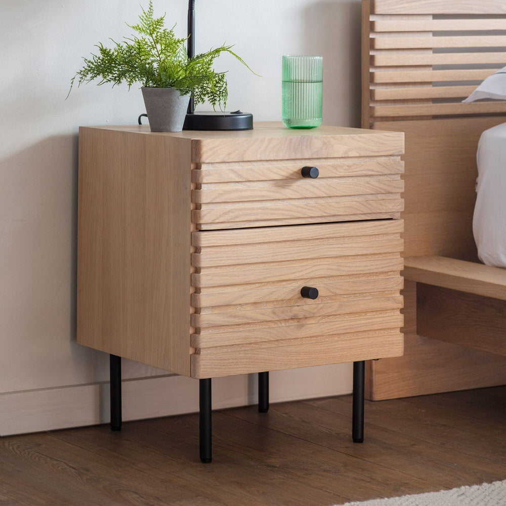 Product photograph of Gallery Interiors Okayama 2 Drawer Bedside In Natural from Olivia's.