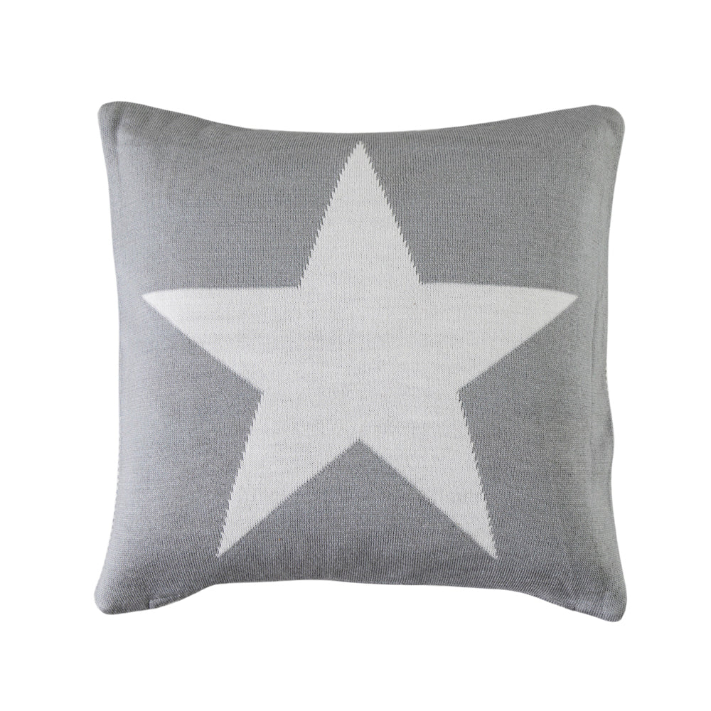 Gallery Interiors Star Knitted Cushion Grey Outlet