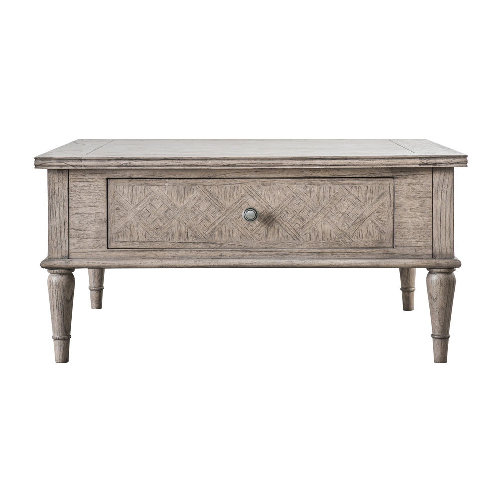 Product photograph of Gallery Interiors Mustique Square 2 Drawer Coffee Table In Natural from Olivia's