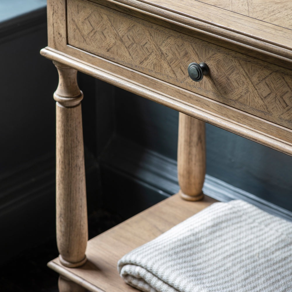 Product photograph of Gallery Interiors Mustique 2 Drawer Console Table Natural Outlet from Olivia's.