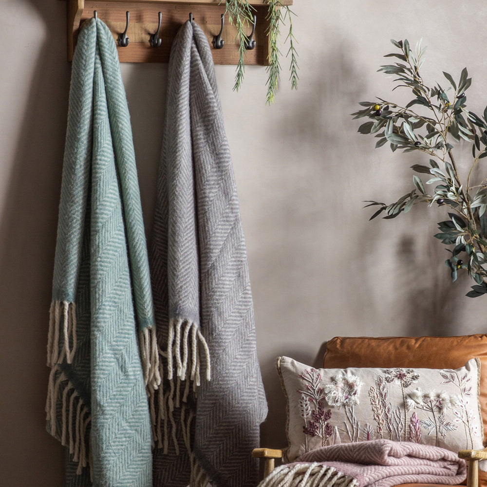 Product photograph of Gallery Interiors Wool Throw In Grey from Olivia's.