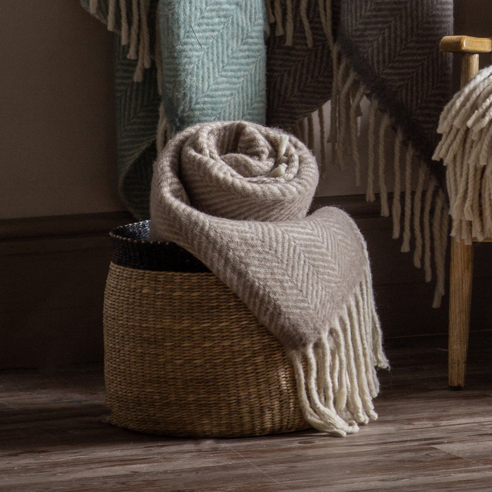 Product photograph of Gallery Interiors Wool Throw In Taupe from Olivia's.