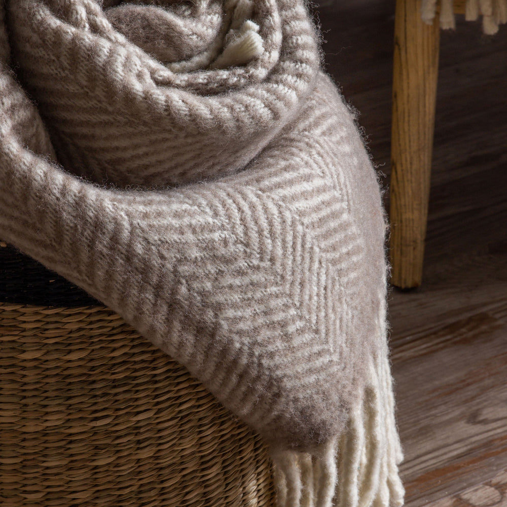 Product photograph of Gallery Interiors Wool Throw In Taupe from Olivia's.