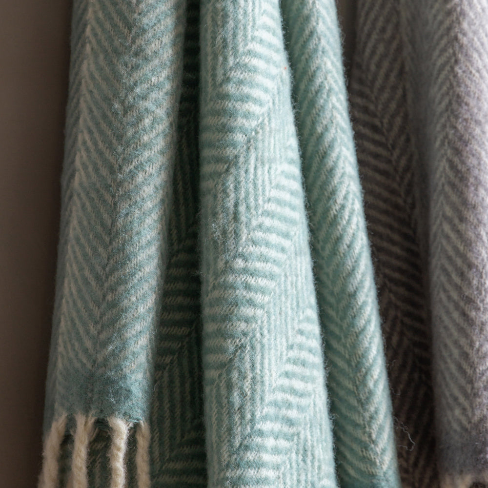 Product photograph of Gallery Interiors Wool Throw In Duck Egg from Olivia's.