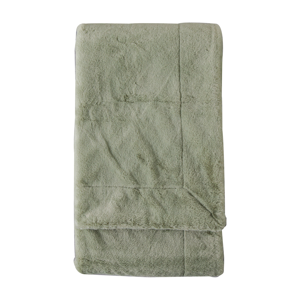 Gallery Interiors Faux Fur Throw In Pale Green