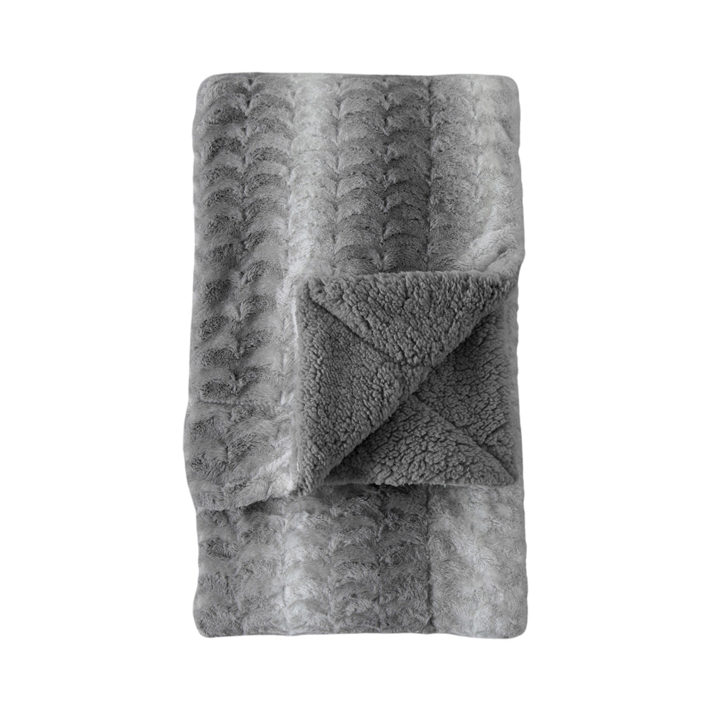 Gallery Interiors Stripe Faux Fur Throw Grey