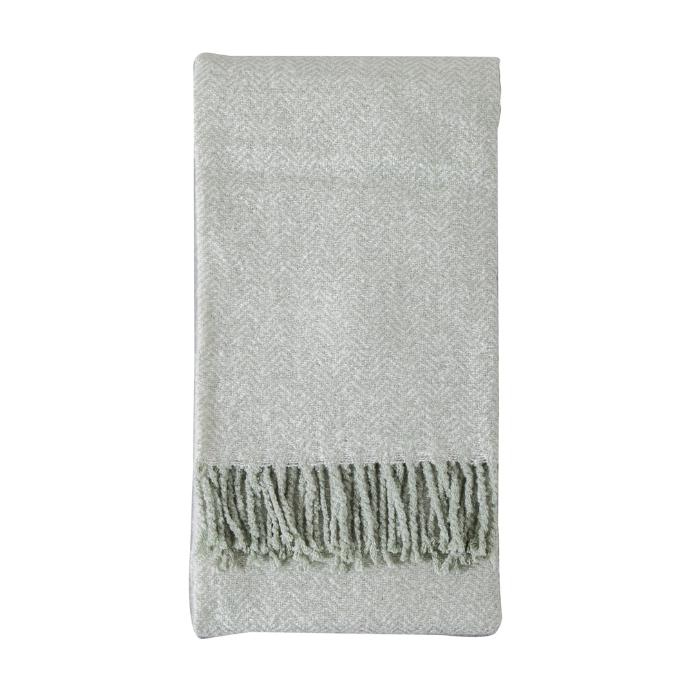 Product photograph of Gallery Interiors Herringbone Faux Mohair Throw In Sage from Olivia's