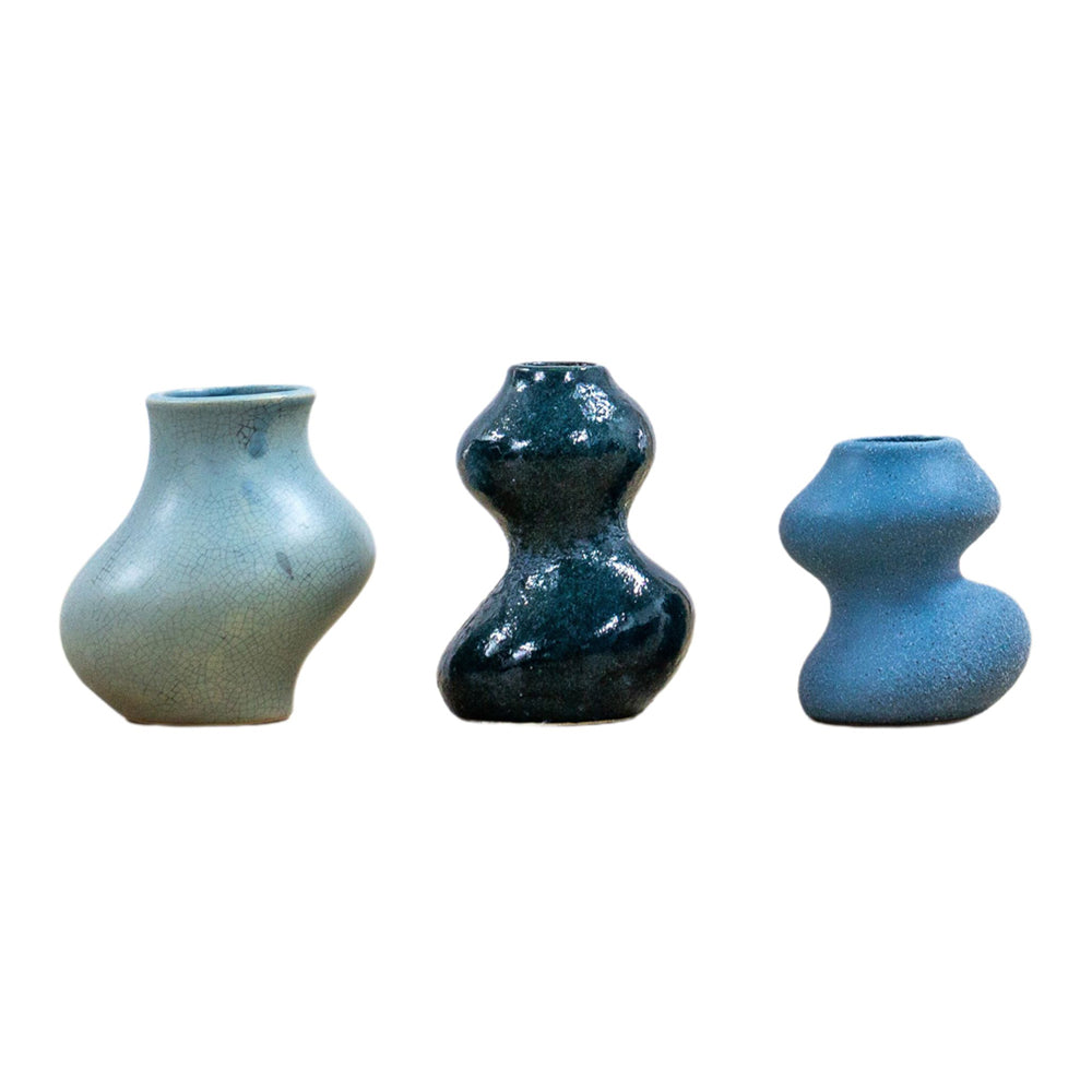 Product photograph of Gallery Interiors Set Of 3 Meint Vase Blue Medium from Olivia's.