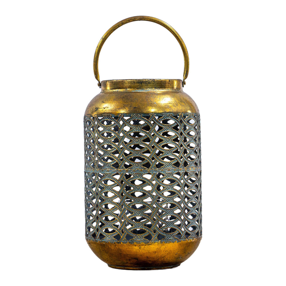 Product photograph of Gallery Interiors Paolo Lantern Bronze Verdigris from Olivia's.