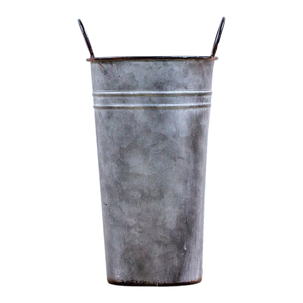 Product photograph of Gallery Interiors Lambert Galvanised Dried Flower Bucket Grey Medium from Olivia's.