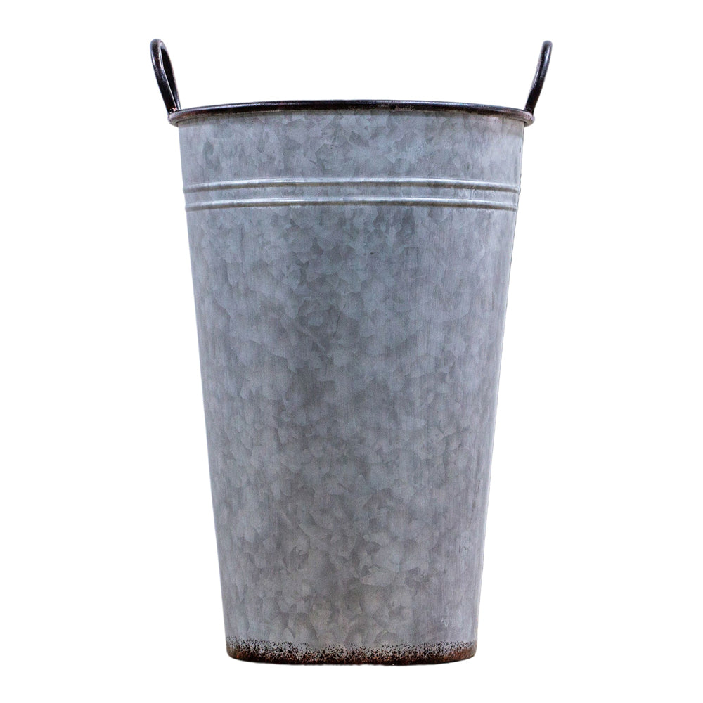 Product photograph of Gallery Interiors Lambert Galvanised Dried Flower Bucket Grey Large from Olivia's