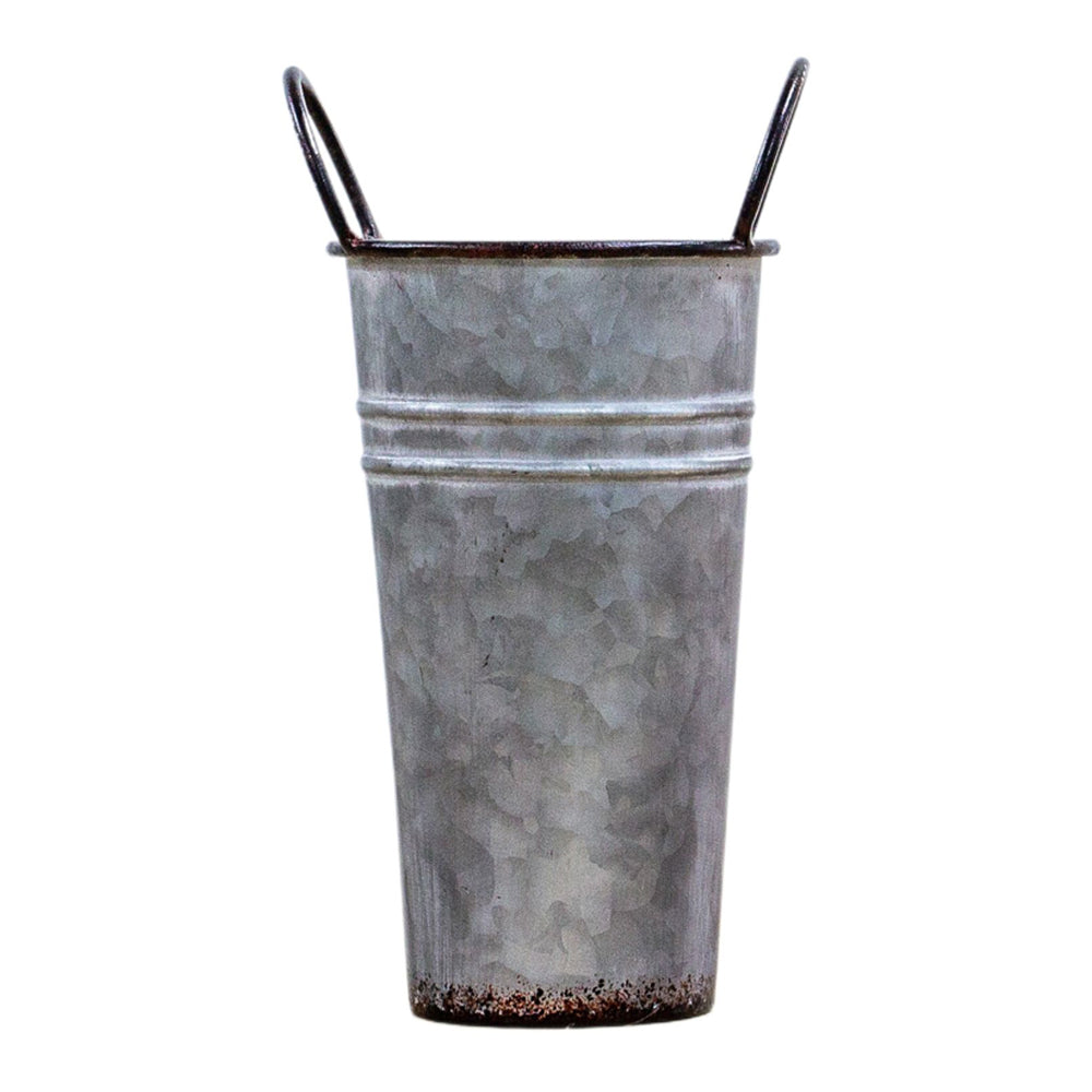 Product photograph of Gallery Interiors Lambert Galvanised Dried Flower Bucket Grey Medium from Olivia's.