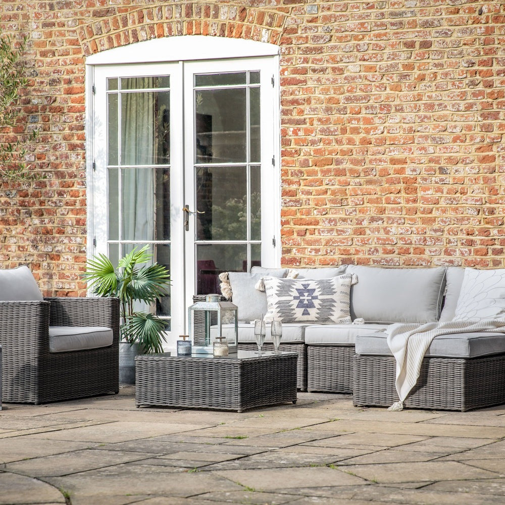 Product photograph of Gallery Outdoor Mileva Chaise 3 Seater Sofa And Chair Set In Grey from Olivia's