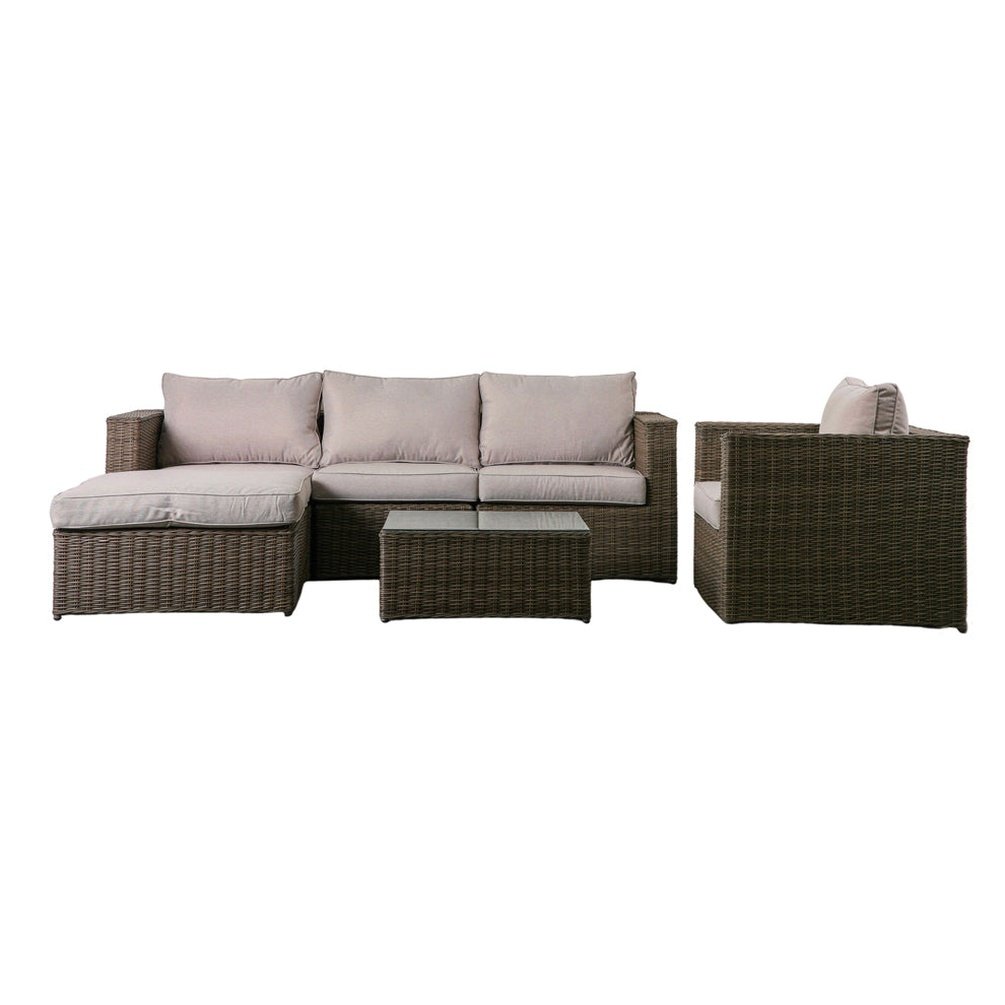 Product photograph of Gallery Outdoor Mileva Chaise 3 Seater Sofa And Chair Set In Natural from Olivia's.