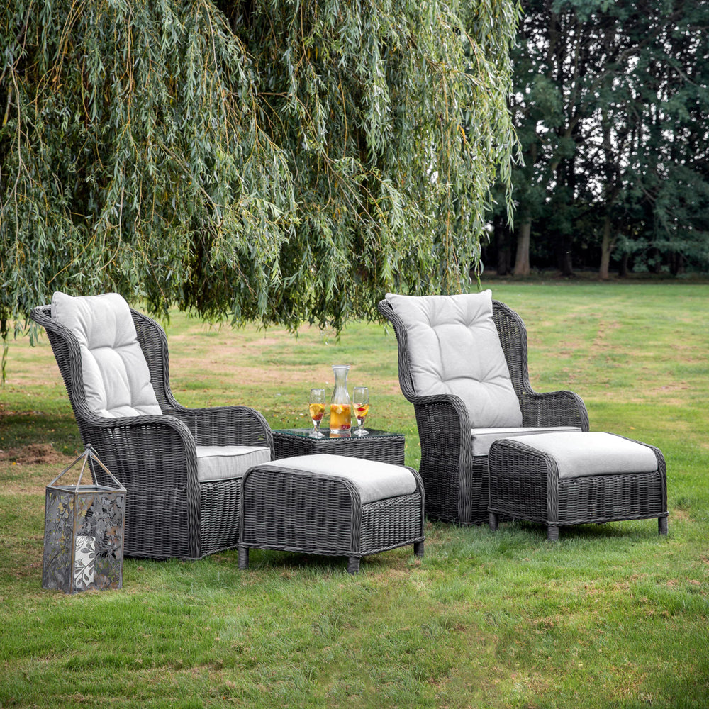 Product photograph of Gallery Outdoor Mileva High Back Lounge Set In Grey from Olivia's