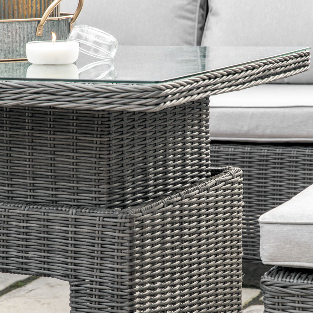 Product photograph of Gallery Outdoor Mileva Rectangle Dining Set Rising Table In Grey from Olivia's.