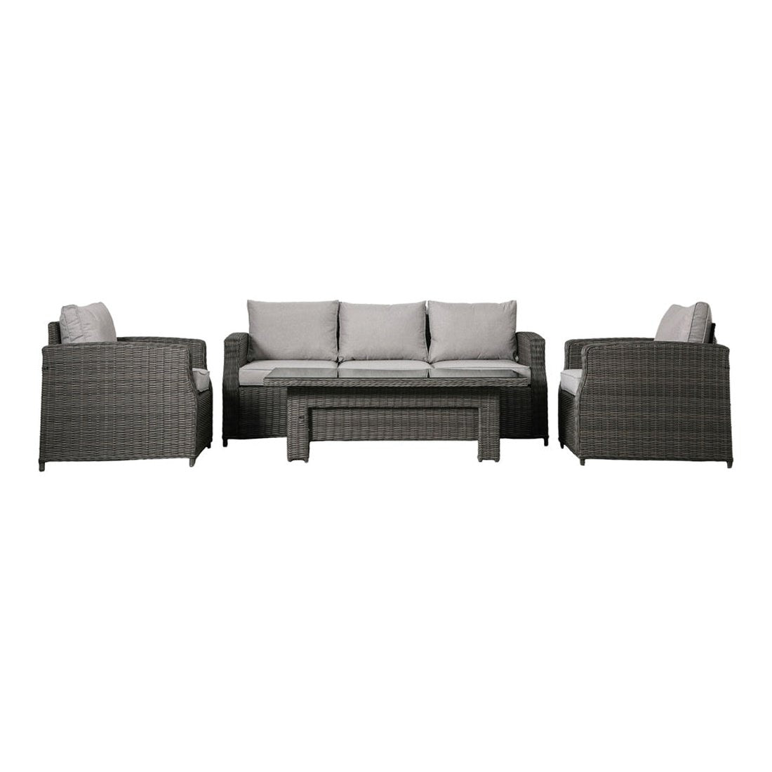 Product photograph of Gallery Outdoor Mileva 3 Seater Dining Set Rising Table In Grey from Olivia's.