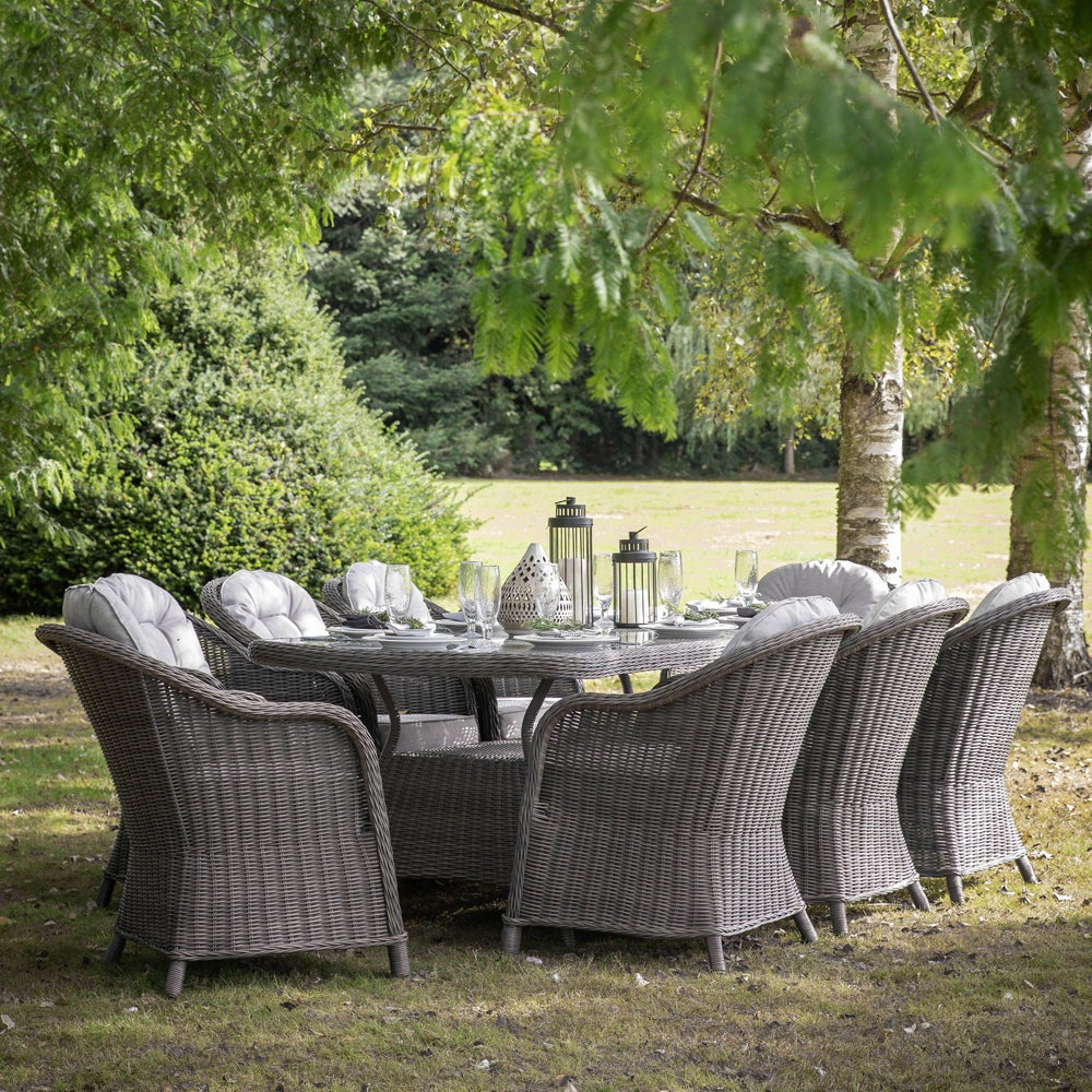 Product photograph of Gallery Outdoor Mileva 8 Seater Oval Dining Set Grey from Olivia's