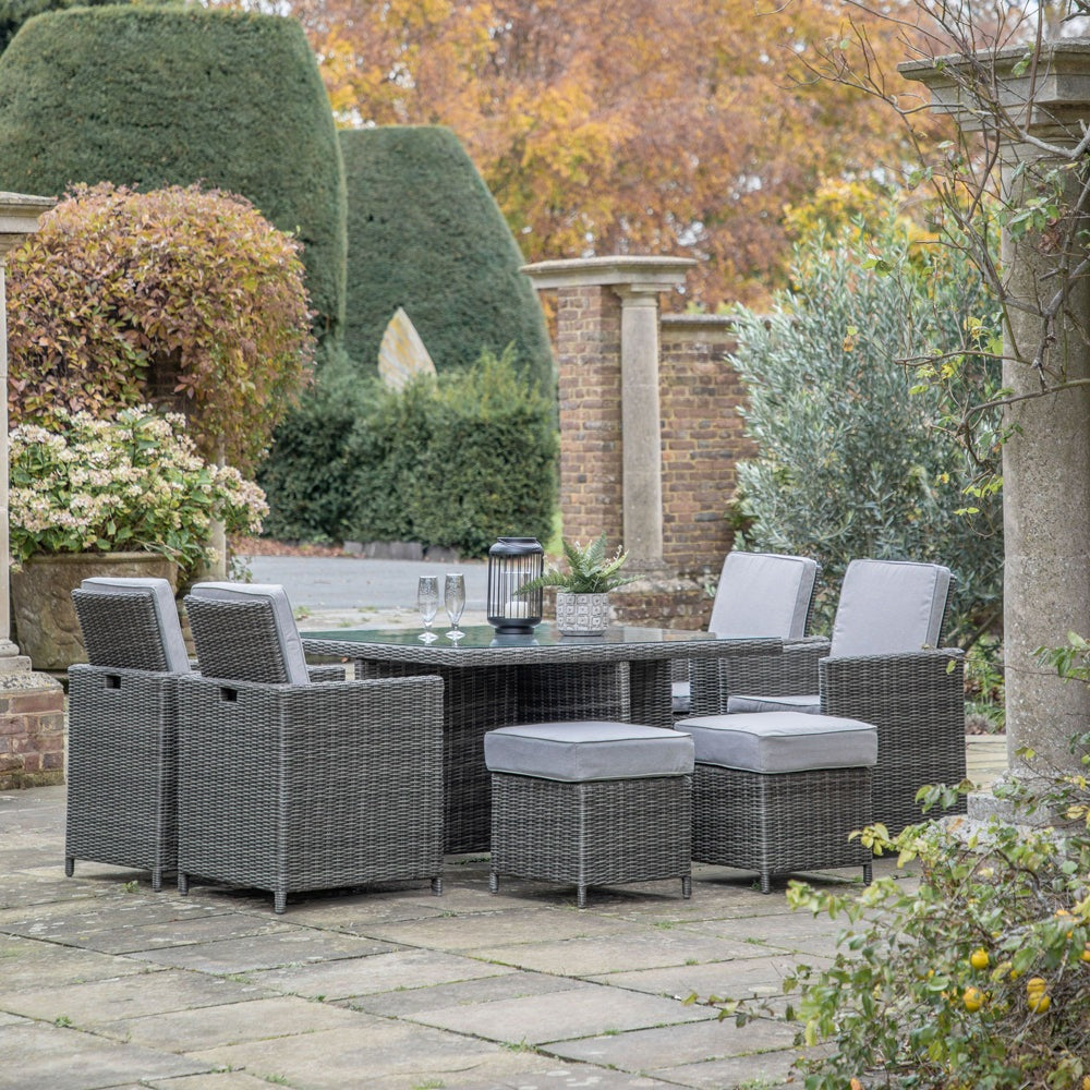 Product photograph of Gallery Outdoor Mileva 8 Seater Cube Dining Set In Grey from Olivia's