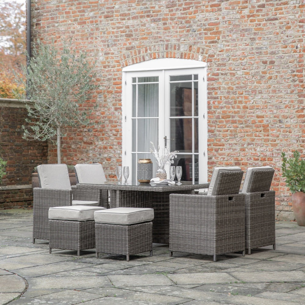Product photograph of Gallery Outdoor Mileva 8 Seater Cube Dining Set In Natural from Olivia's