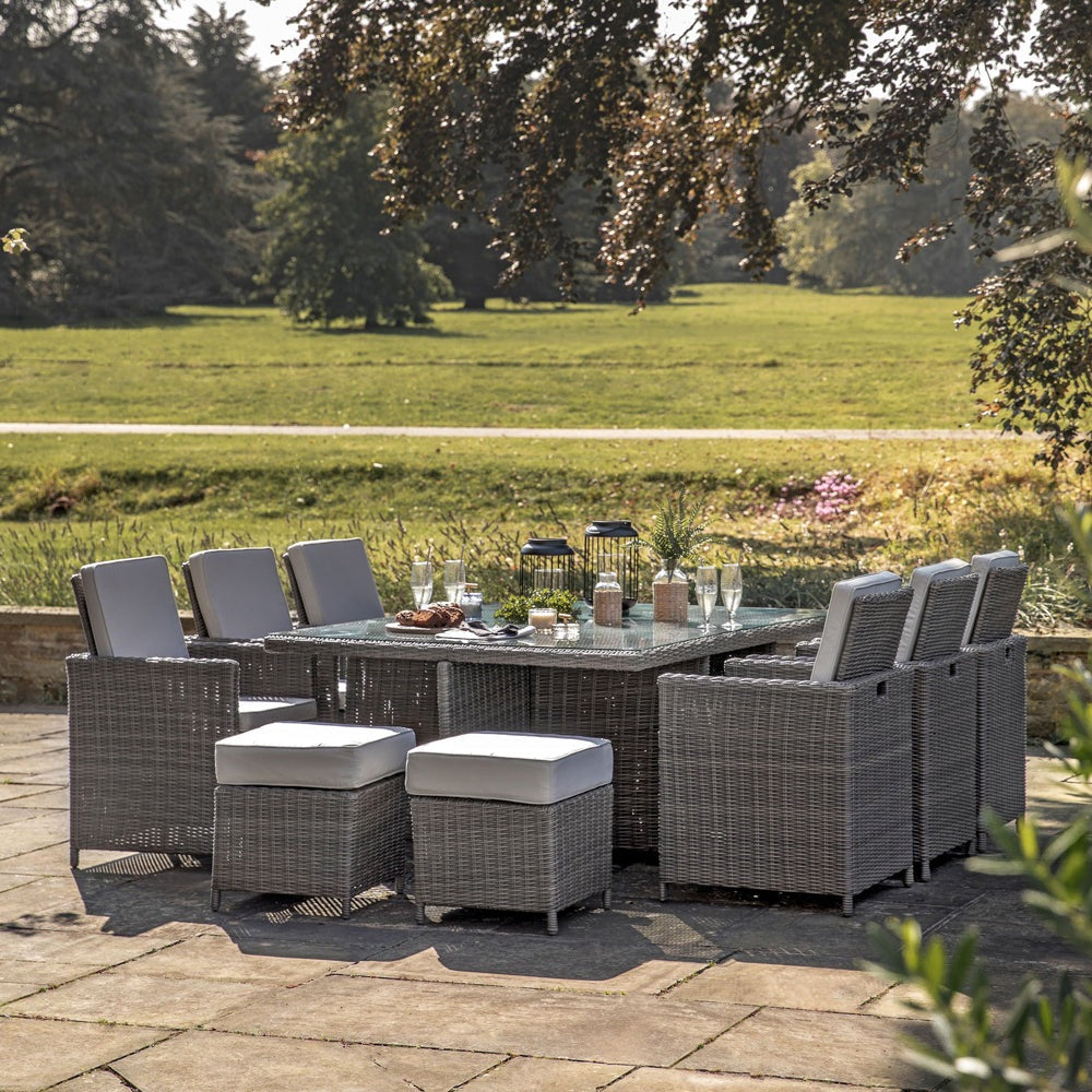 Product photograph of Gallery Outdoor Mileva 10 Seater Cube Dining Set In Grey from Olivia's