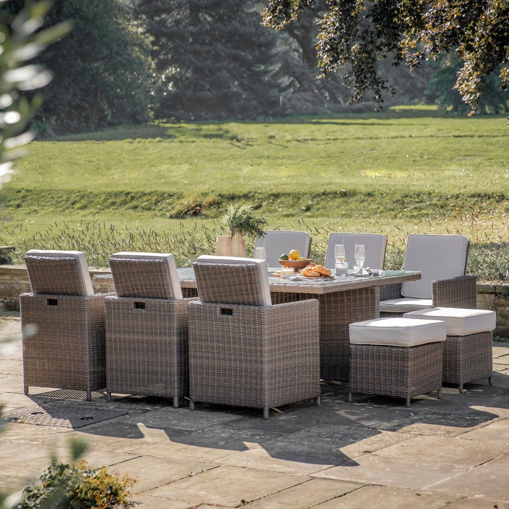 Product photograph of Gallery Outdoor Mileva 10 Seater Cube Dining Set In Natural from Olivia's