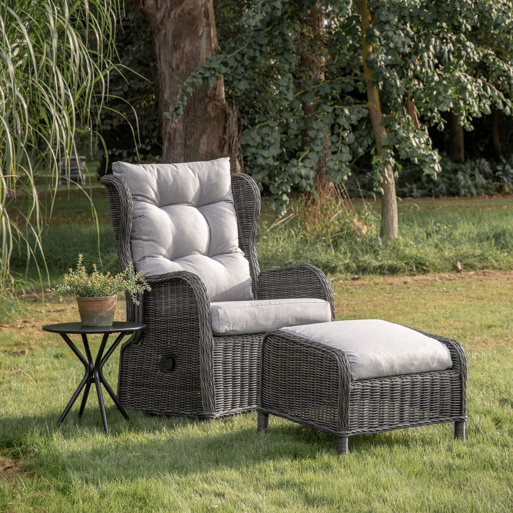 Gallery Outdoor Mileva Reclining Chair And Footstool Set Grey