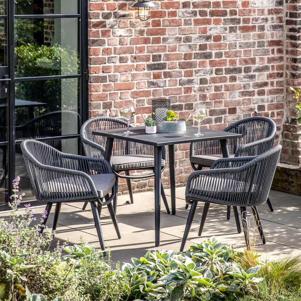 Product photograph of Gallery Outdoor Kenrick 4 Seater Dining Set In Grey from Olivia's