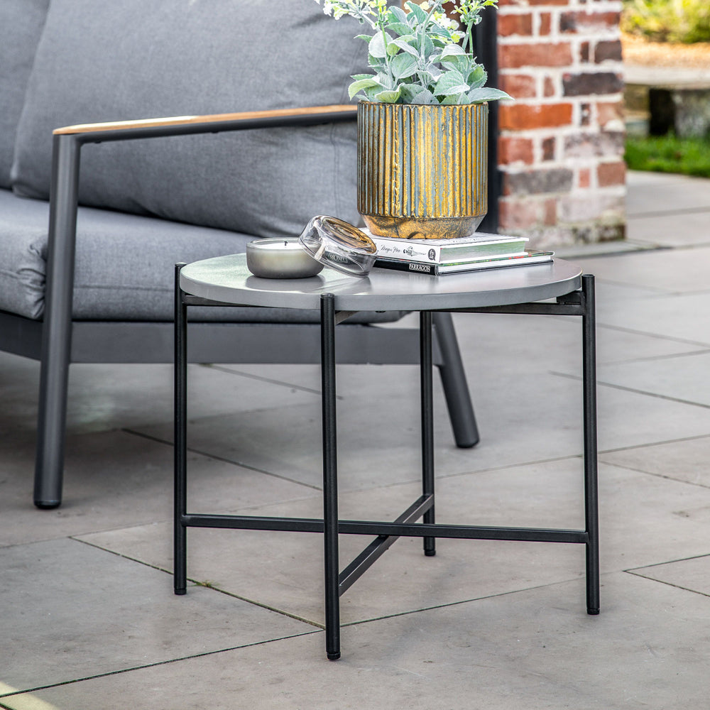 Gallery Outdoor Waterman Round Side Table Grey Outlet