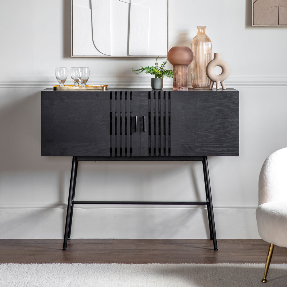 Product photograph of Gallery Interiors Holsen 2 Door Sideboard In Black from Olivia's.