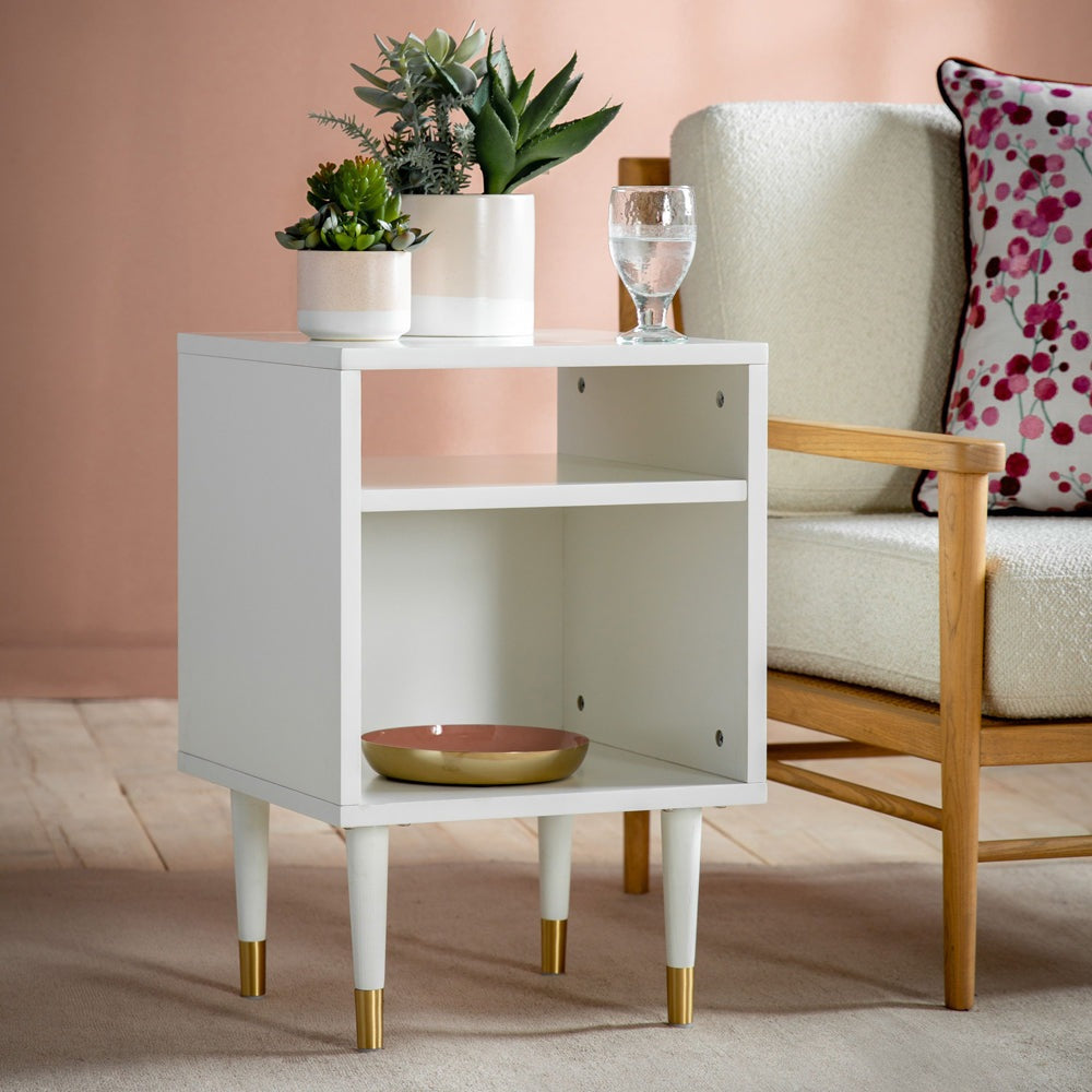 Product photograph of Gallery Interiors Holbrook Side Table In White from Olivia's.