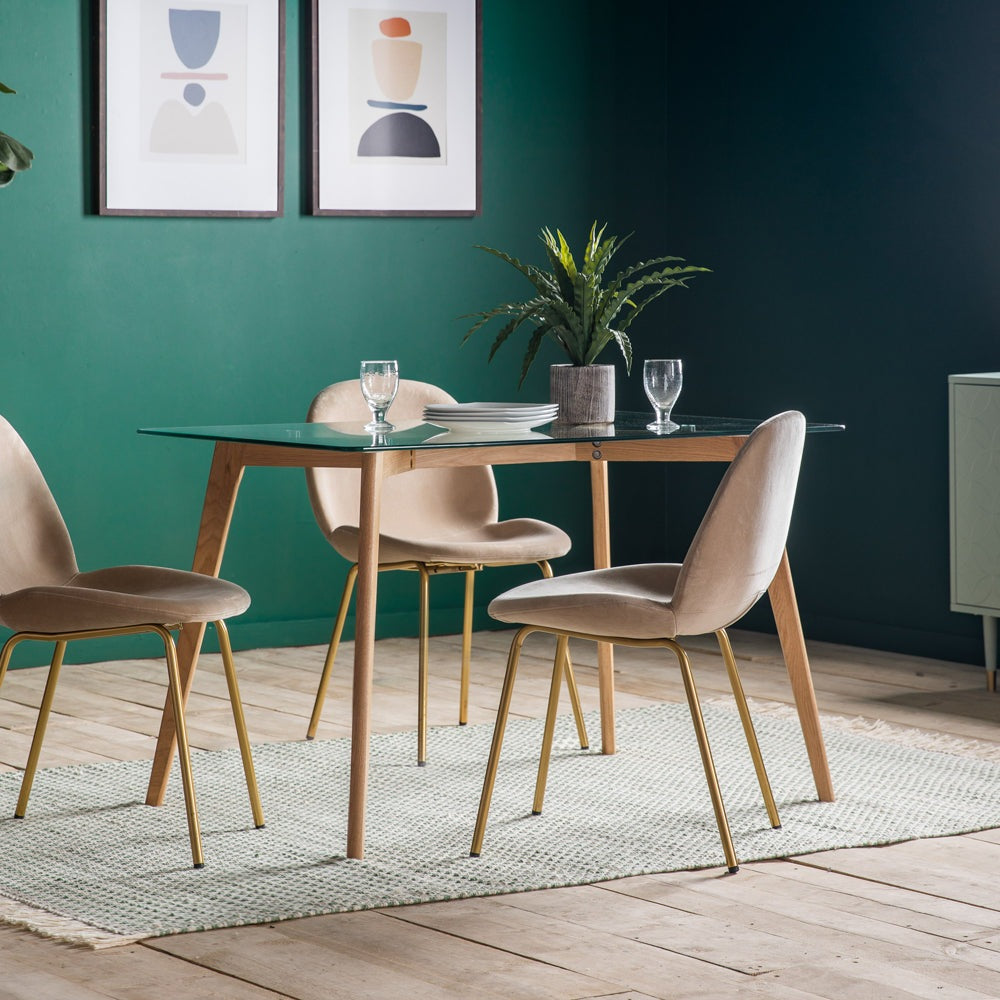 Product photograph of Gallery Interiors Blair Rectangle Dining Table In Oak from Olivia's.