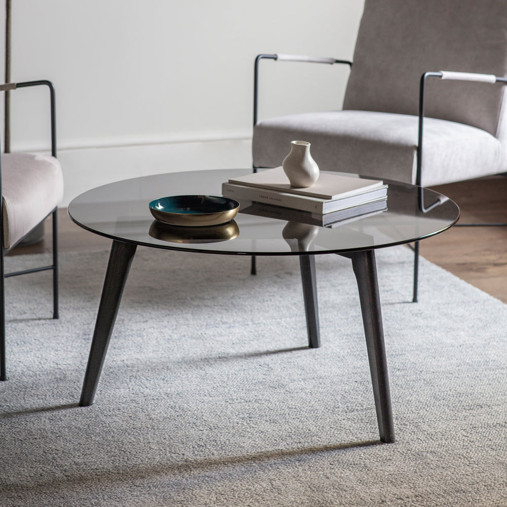 Product photograph of Gallery Interiors Blair Round Coffee Table In Black from Olivia's.