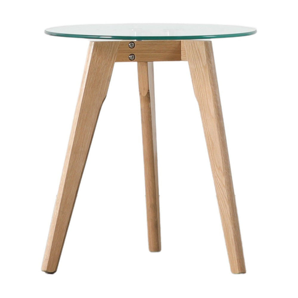 Product photograph of Gallery Interiors Blair Round Side Table In Oak from Olivia's