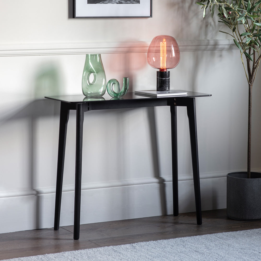 Product photograph of Gallery Interiors Blair Console Table In Black from Olivia's.