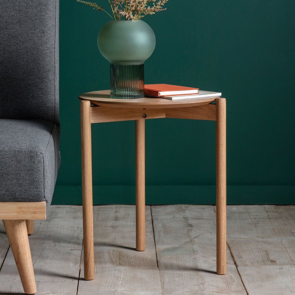 Product photograph of Gallery Interiors Burley Side Table In Oak from Olivia's.